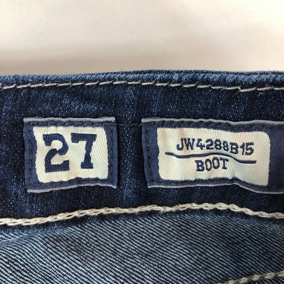 Miss Me Jeans Women's 27 Boot Cut Blue Stretch Denim Embellished Flap Pocket - Picture 6 of 16